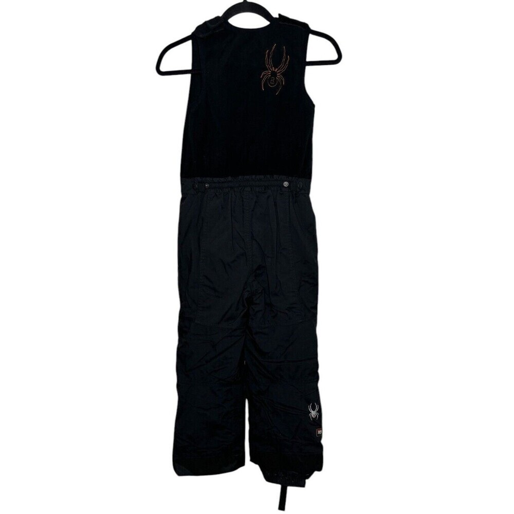 Spyder Boys Size 7 Expedition Insulated Ski Pants Suit Snow Bib Black Orange - Picture 2 of 10